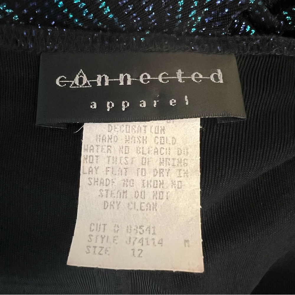 Vintage Connected Apparel Purple Aqua Shimmer Glitter Dot Dress Size 12 GC - Picture 2 of 6